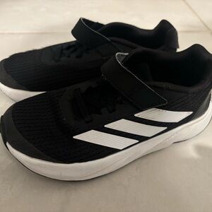 Adidas Kids Black Sneakers with White Stripes